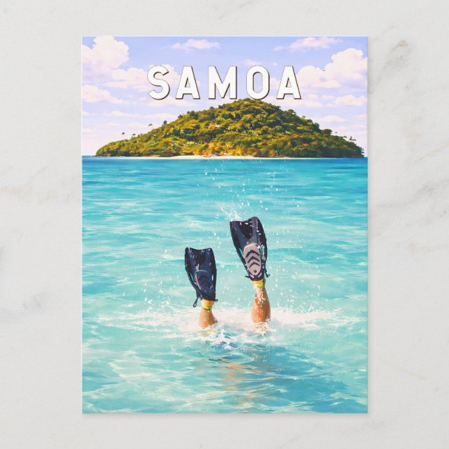 Samoa-Illustration Reise Kunst Vintage Postkarte (Vorderseite)