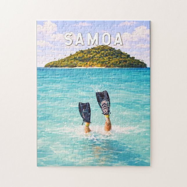 Samoa-Illustration Reise Kunst Vintage Puzzle (Vertikal)