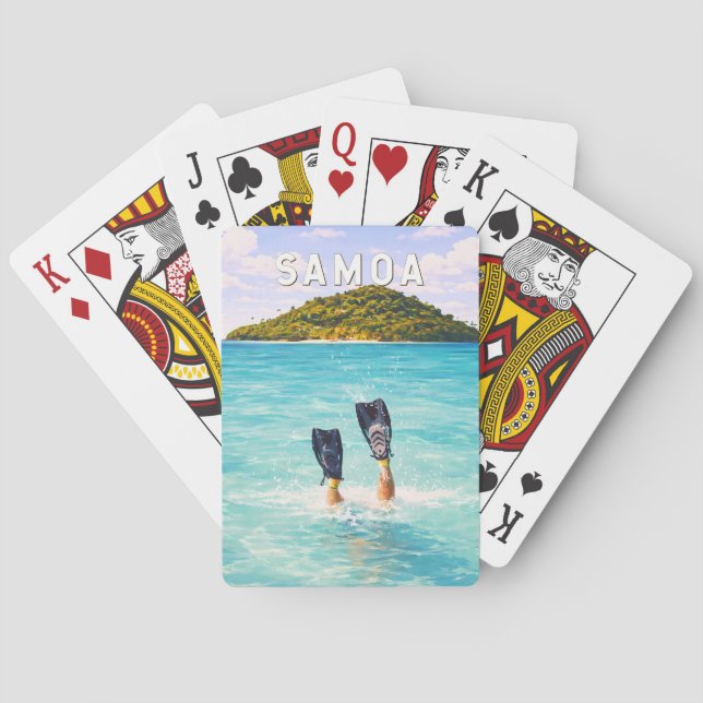 Samoa-Illustration Reise Kunst Vintage Spielkarten (Rückseite)
