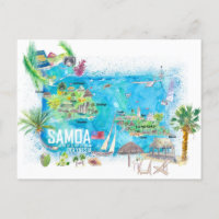Samoa Illustrierte Insel-Reisekarte