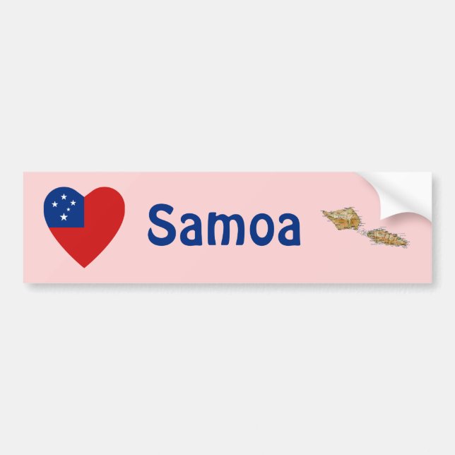 Samoa-Inseln Flaggen-Herz + Karten-Autoaufkleber Autoaufkleber (Vorne)