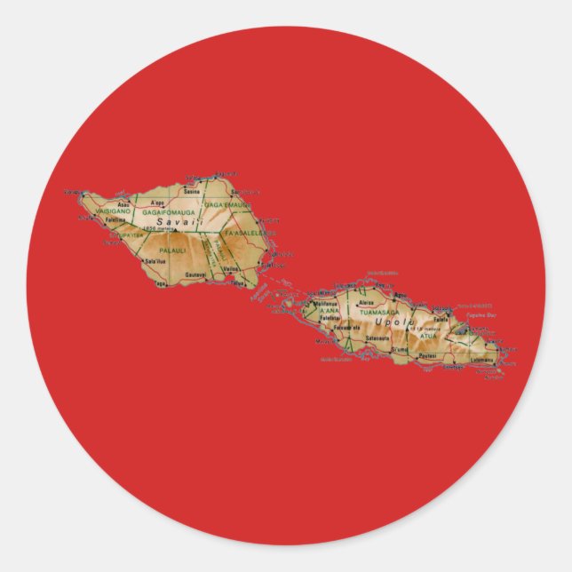 Samoa-Kartenaufkleber Runder Aufkleber (Vorderseite)