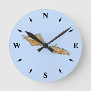 Samoa Map Clock Runde Wanduhr