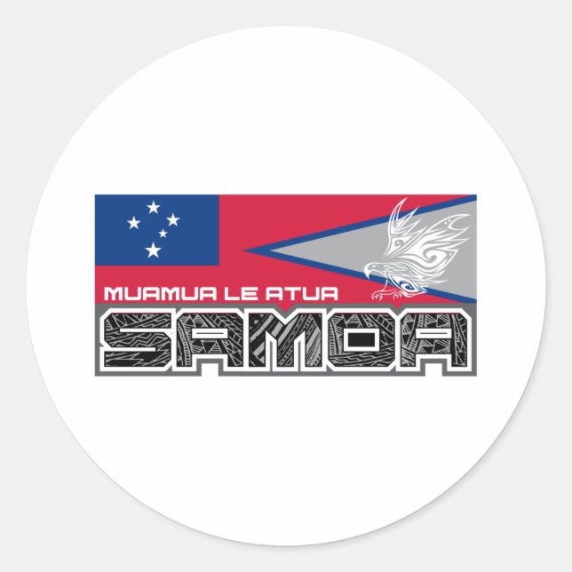 Samoa Muamua Le Atua - Fahne Amerikanisch-Samoa /  Runder Aufkleber (Vorderseite)
