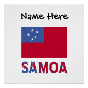 Samoa Samoanische Flagge Schwarz Personalisierung Poster