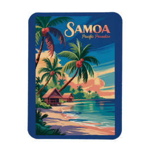 Samoa-Strand Samoanische Illustration Reise Kunst Magnet
