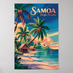 Samoa-Strand Samoanische Illustration Reise Kunst Poster