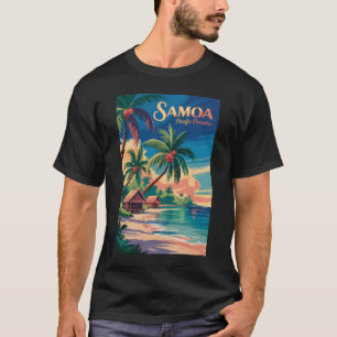 Samoa-Strand Samoanische Illustration Reise Kunst T-Shirt