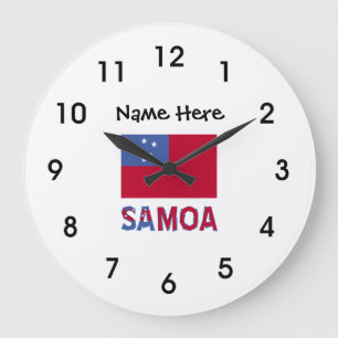 Samoa und samoanische Flagge mit Ihrem Namen Große Wanduhr