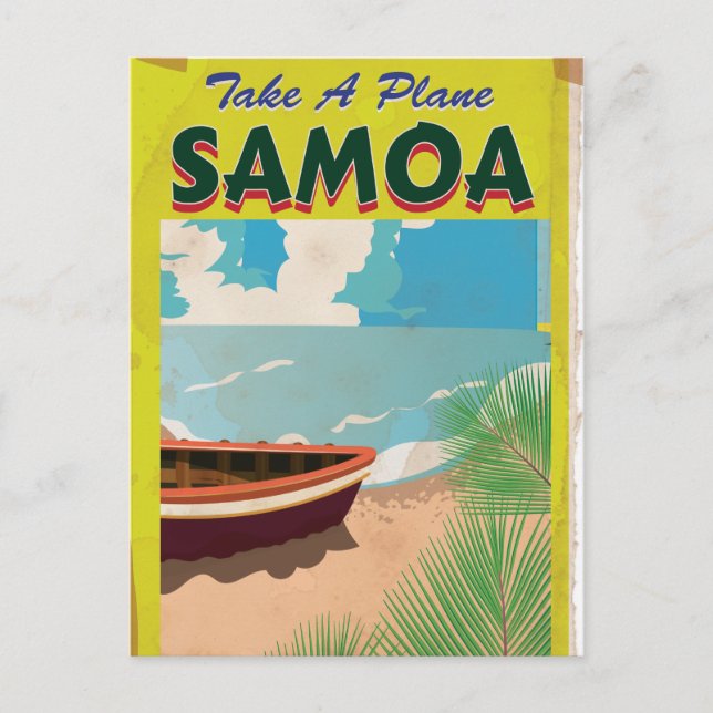 Samoa Vintage Travel Poster Postkarte (Vorderseite)