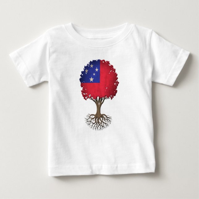 Samoaischer Flaggen-Baum des Lebens kundengerecht Baby T-shirt (Vorderseite)