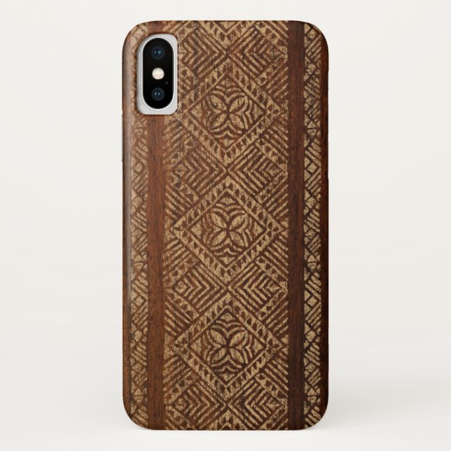 Samoaischer Tapa-hawaiisches Imitat-Holz-Surfbrett Case-Mate iPhone Hülle (Rückseite)