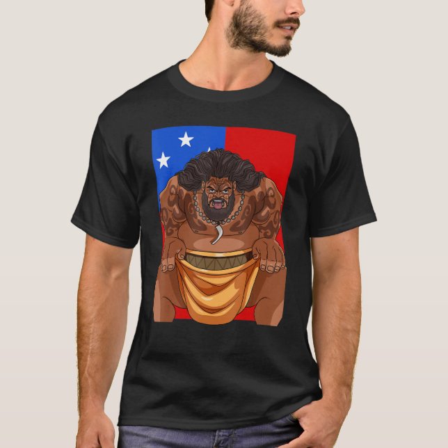 Samoan Pride Polynesien Haka Dance Samoa Flagge T-Shirt (Vorderseite)