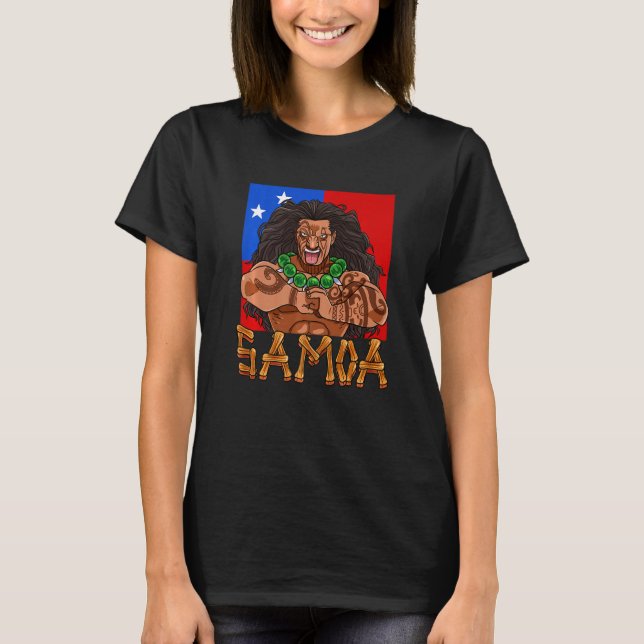 Samoan Pride Polynesischer Krieger Samoa Flaggenpr T-Shirt (Vorderseite)