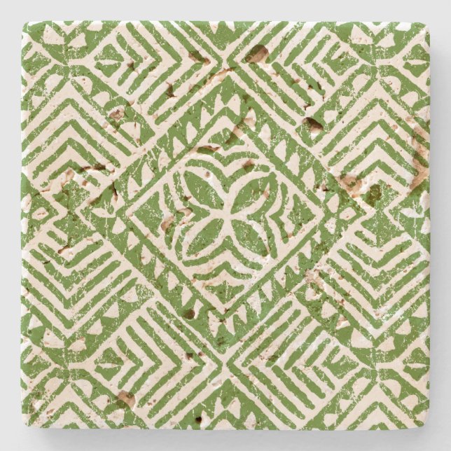 Samoan Tapa Hawaiian Tiki Bar Stone Coaters Steinuntersetzer (Vorderseite)