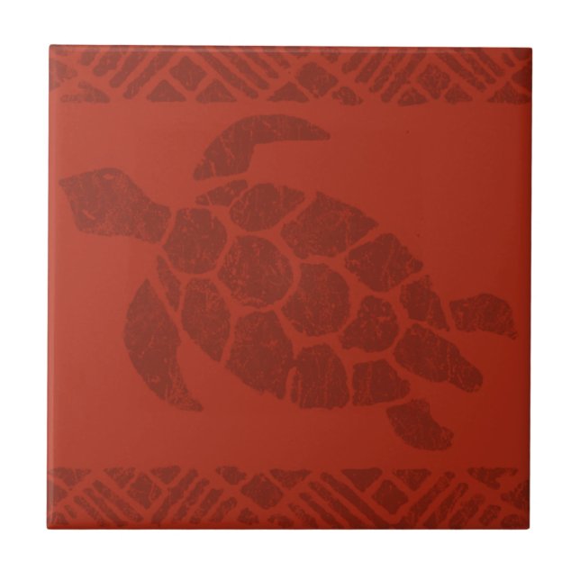 Samoan Tapa Polynesian Turtle Tile Untersetzer (Vorderseite)