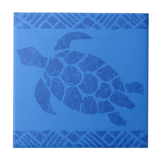Samoan Tapa Polynesian Turtle Tile Untersetzer (Vorderseite)