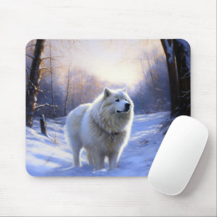 Samoed Let It Snow Weihnachten Mousepad