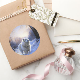 Samoed Let It Snow Weihnachten Runder Aufkleber