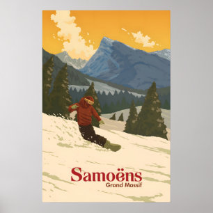 Samoens Snowboarding Reiseplakat Poster