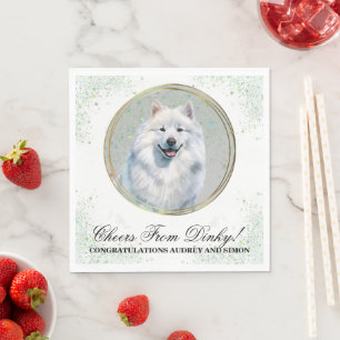 Samojed-Hochzeitsservietten mit Hunde-Foto Serviette
