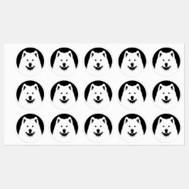 Samojed Pop Art Lustig und Chic Schwarz und Weiß Etiketten