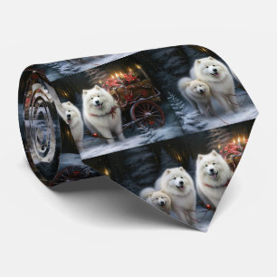 Samojed Schneeschlitten Weihnachtsdekoration Krawatte