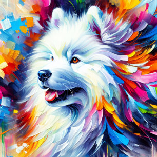 Samojede Acryl Druck Bunt Lebendig Puzzle
