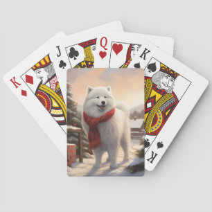 Samojede-Hund im Schnee Weihnachten  Spielkarten