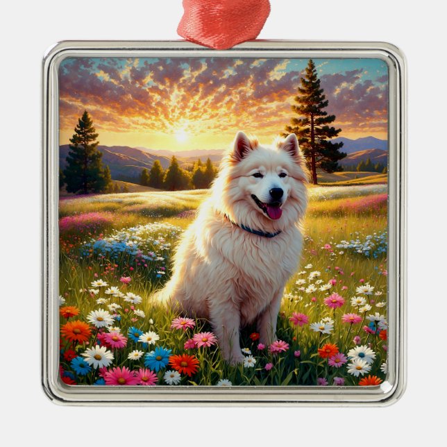 Samojede Hund   Ornament Aus Metall (Vorne)