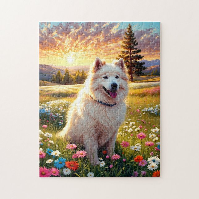 Samojede Hund   Puzzle (Vertikal)