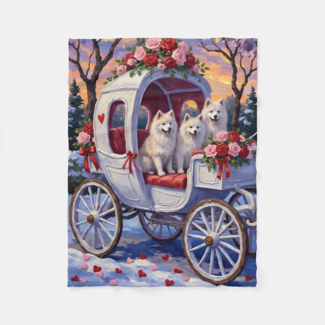 Samojede Hund Valentinstag  Fleecedecke (Vorderseite)