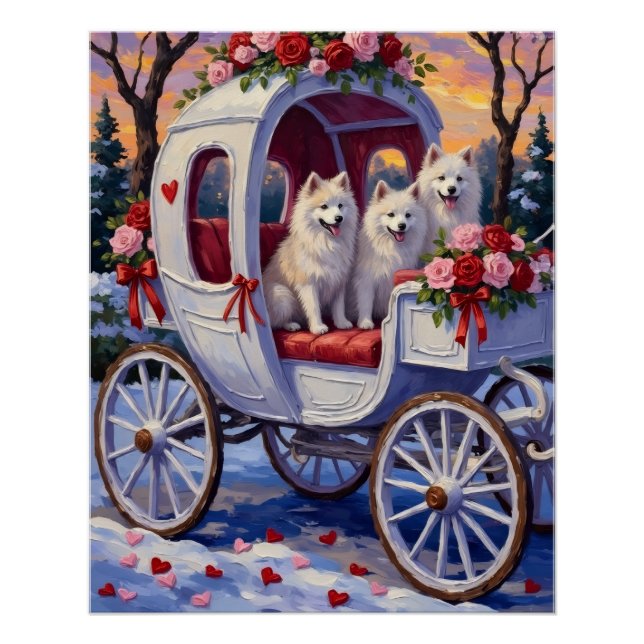 Samojede Hund Valentinstag  Poster (Vorderseite)
