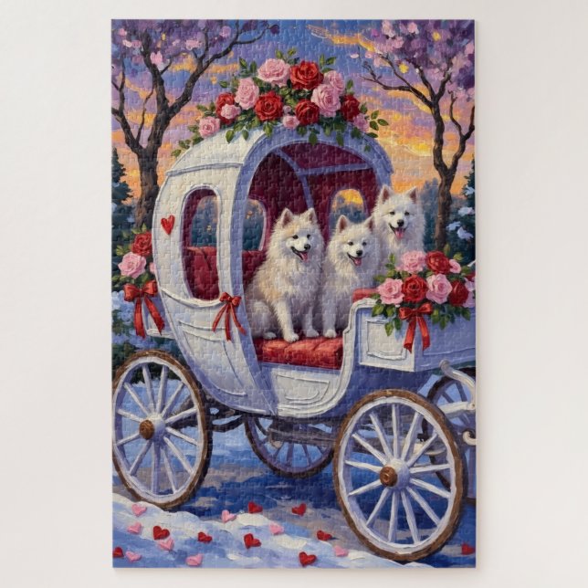 Samojede Hund Valentinstag  Puzzle (Vertikal)