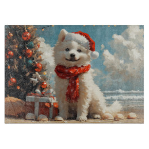 Samojede Hund Weihnachten Vintage Strand Schneidebrett