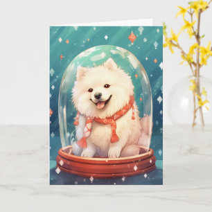 Samojede in einer Weihnachts-Schneekugel Helle Lic Karte