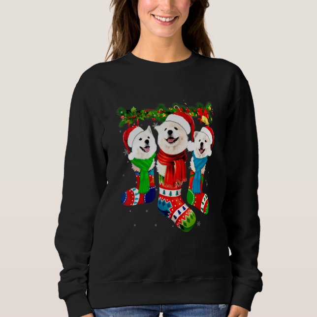 Samojede in Weihnachts-Socken Swea Sweatshirt (Vorderseite)