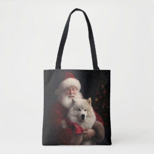 Samojede mit Weihnachtsmann Festives Weihnachten