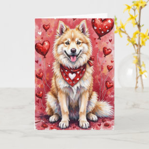 Samojede Valentinstag Hund mit Herzen Rot Karte