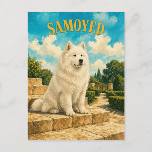 Samojede, Vintage Wasserfarben-Hundekunst Postkarte