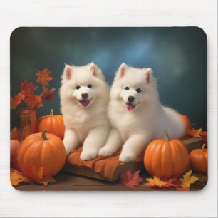 Samojede Welpe Herbstfreude Kürbis Mousepad