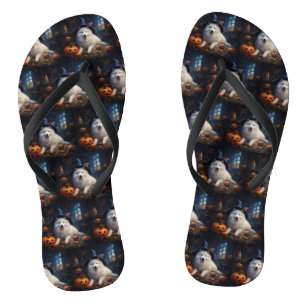 Samojeden Kürbisse Halloween Gruselig Flip Flops