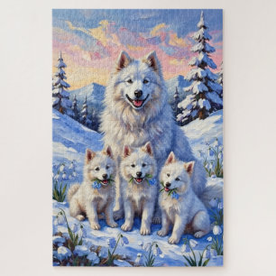 Samojeden-Schneetropfen-Wiesen-Kunst Puzzle
