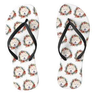 Samojeden-Weihnachtskranz Festlicher Hund Flip Flops