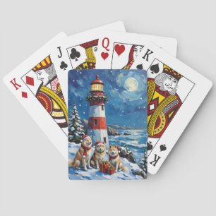 Samojeden-Weihnachtsleuchtturm-Feiertag Spielkarten