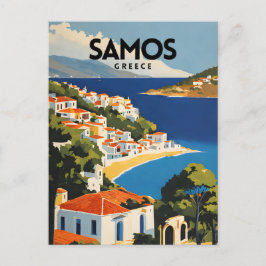 Samos Griechenland Retro Travel Poster Postkarte