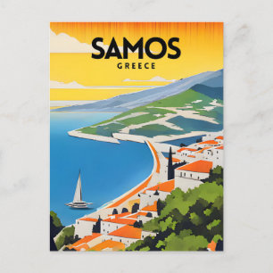 Samos Griechenland Traditionelles Reiseplakat Postkarte