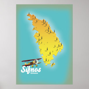 Samos Griechische Inselkarte Poster