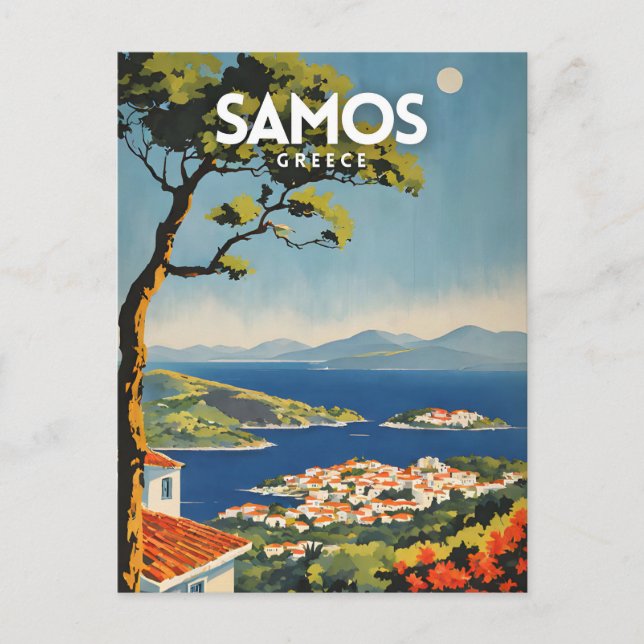 Samos Reiseplakat Postkarte (Vorderseite)