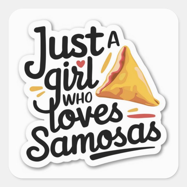 Samosa Lover Sticker: Nur ein Mädchen, das Samosa  Quadratischer Aufkleber (Vorderseite)